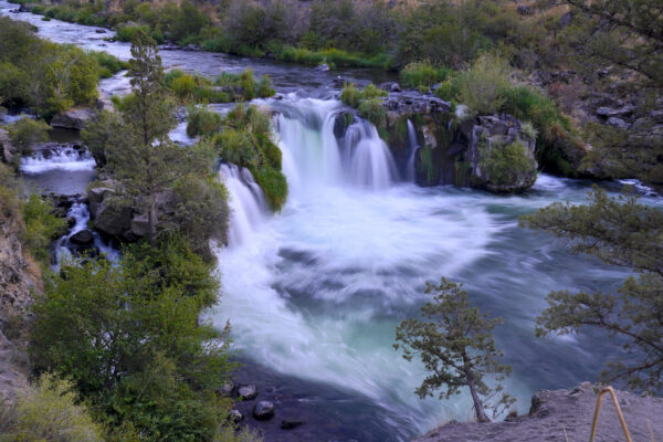 Steelhead Falls pours beautifully into a big pool on the Deschutes River in Oregon.