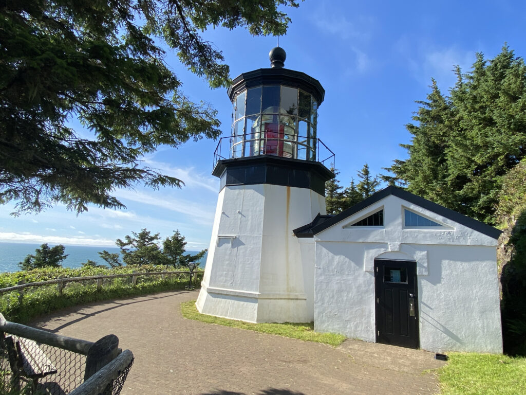 Cape Meares Lighthouse on a sunny afternoon.