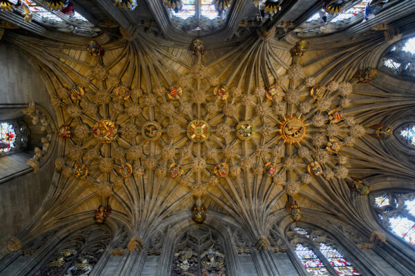 The ceiling of Thistle Chapel attached to St Giles in Edinburgh was expertly carved and painted in 1907.