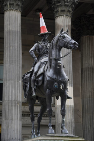 Duke Wellington's statue in Glasgow wears a traffic cone for a hat.