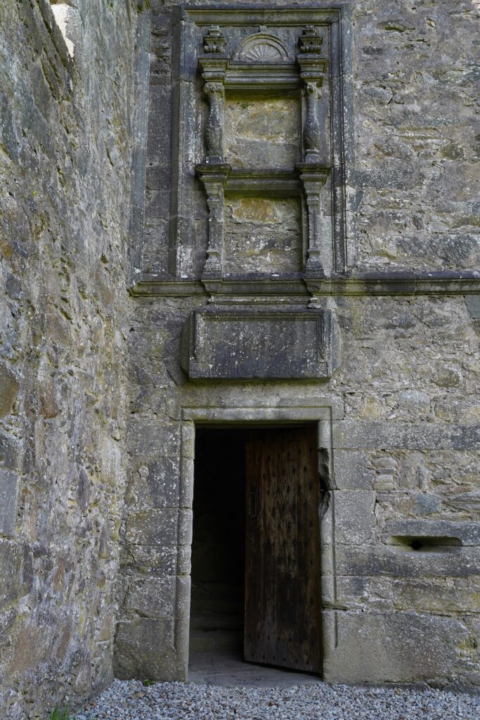 The door to Carnasserie Castle in Scotland opens into darkness.