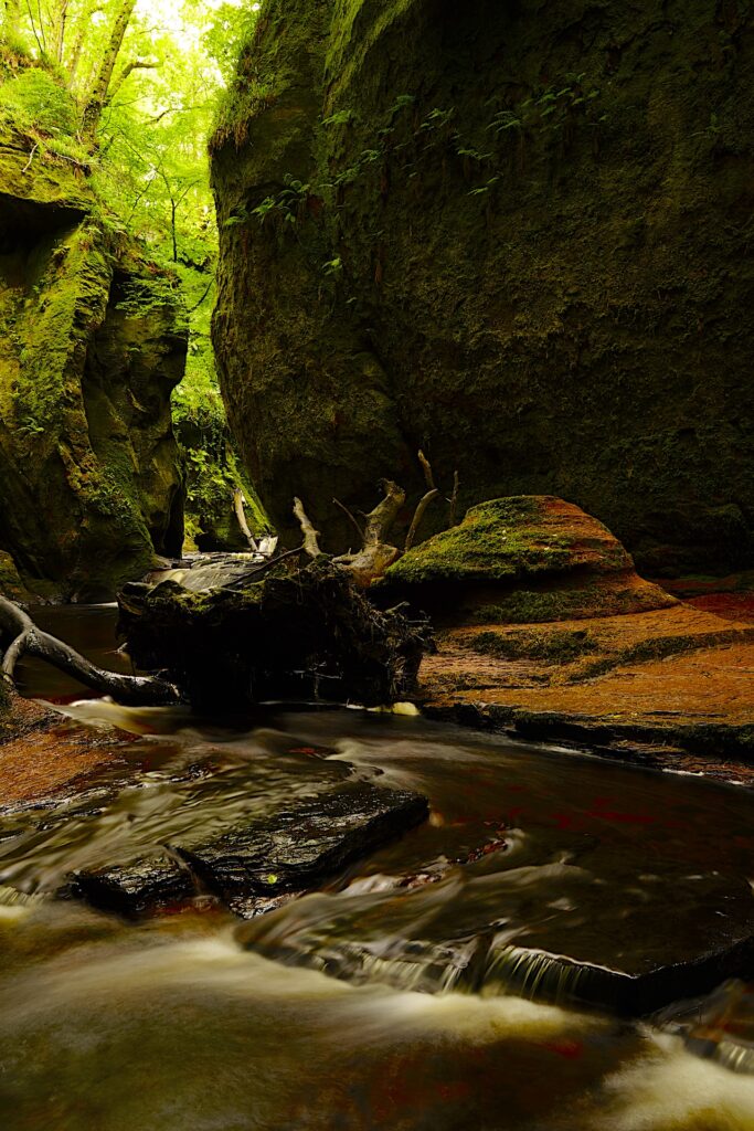 The Devil's Pulpit rock in Finnich Glen, Scotland.