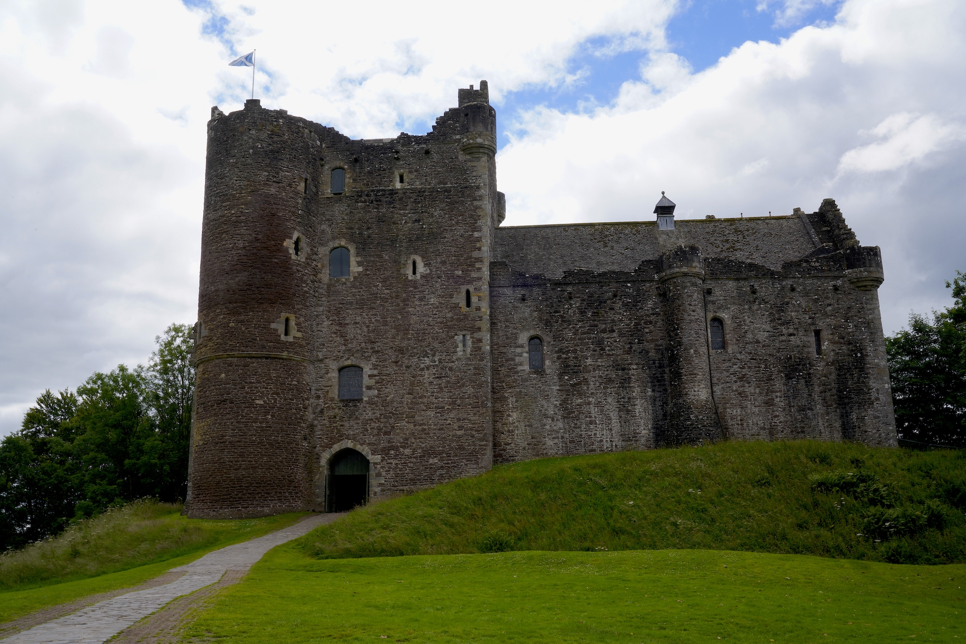 The front of medieval Doune Castle in Scotland.