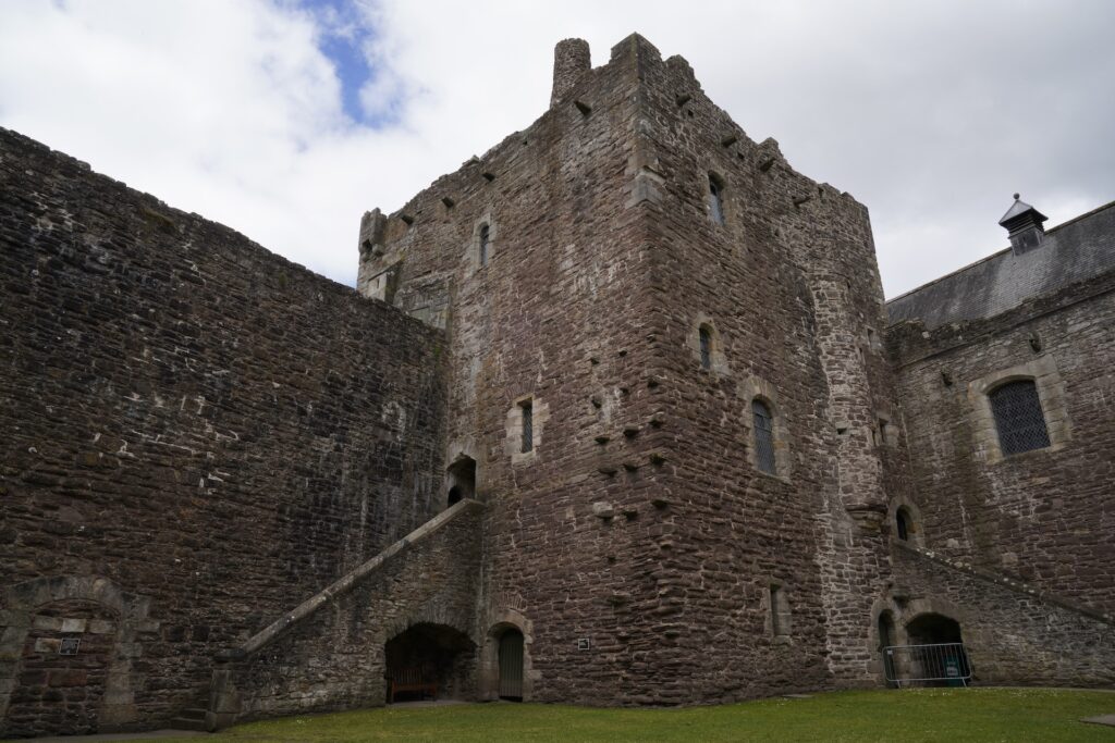 The west tower of Duone Castle as seen from the castle courtyard.