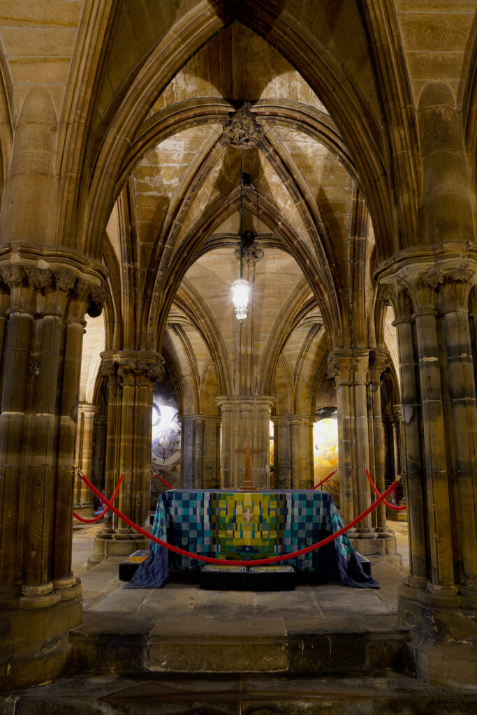 St Mungo's crypt lies in the lower vault of Glasgow Cathedral.