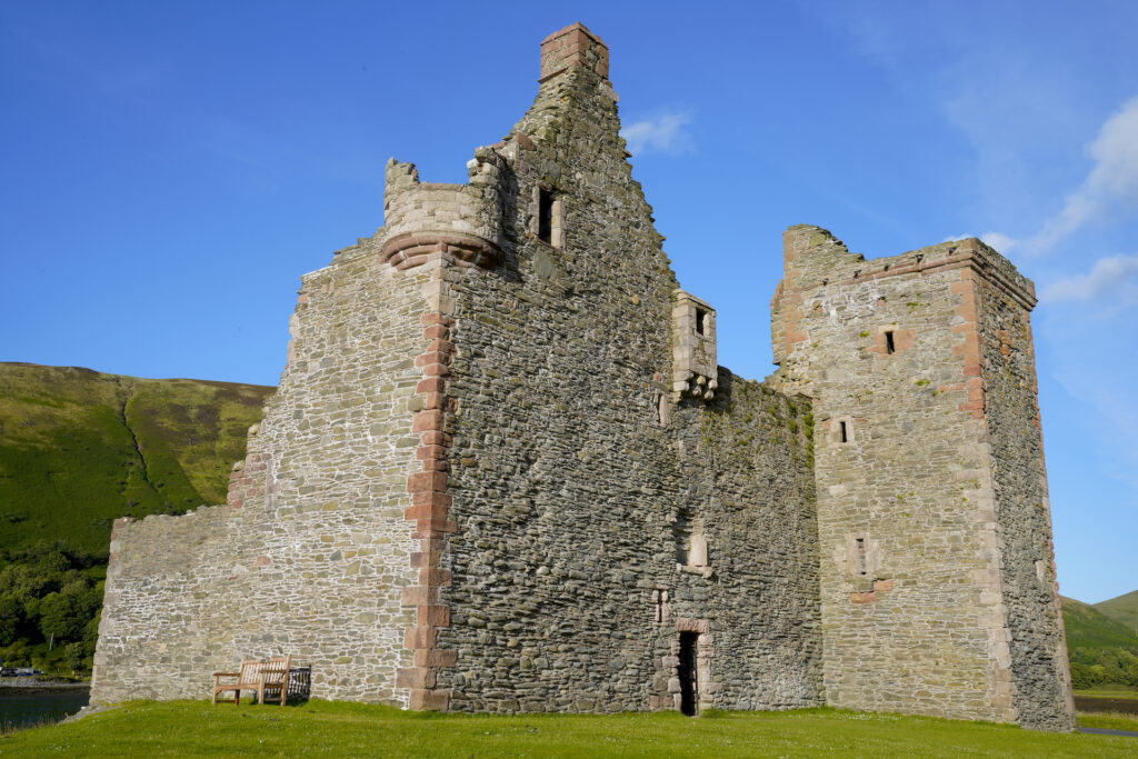 The exterior of little Lochranza Castle on Isle of Arran, Scotland.