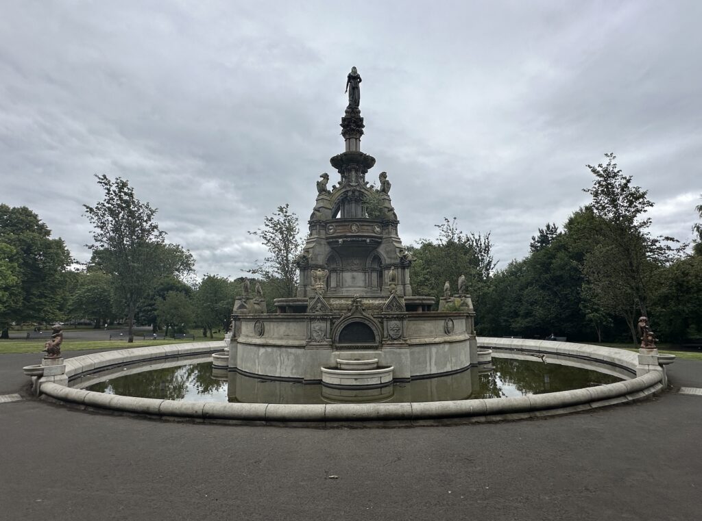 The fountain in Glasgow's Kelvingrove Park.