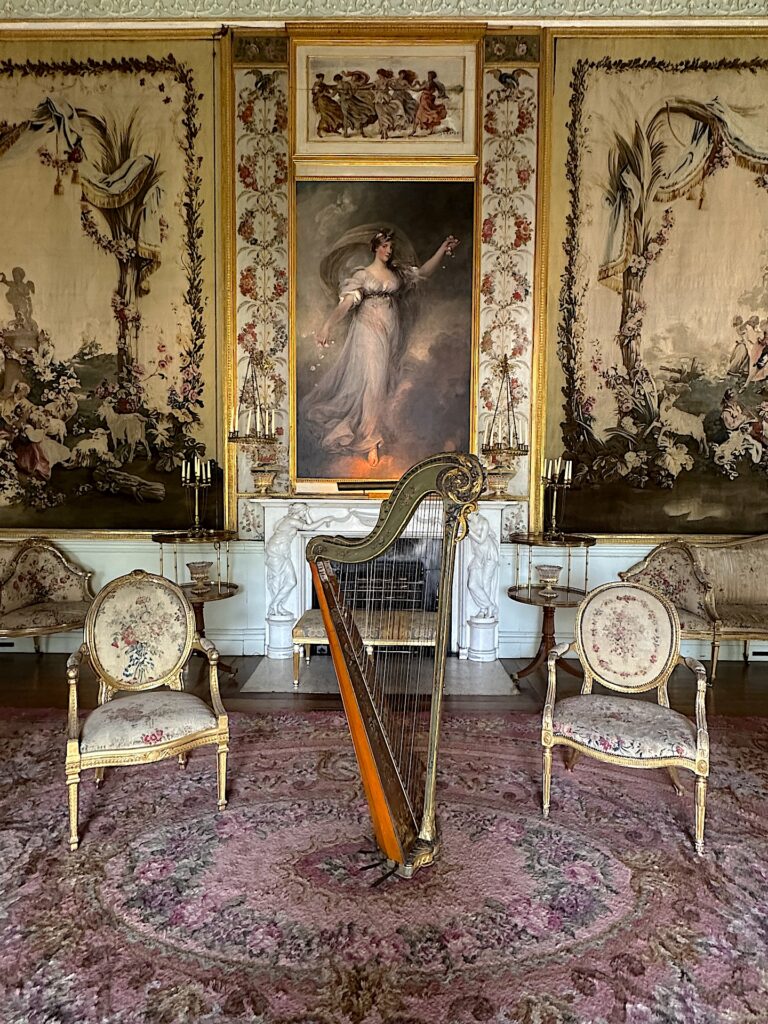 The Tapestry Drawing Room in Scotland's Inveraray Castle is decorated in a 18th century Parisian style.